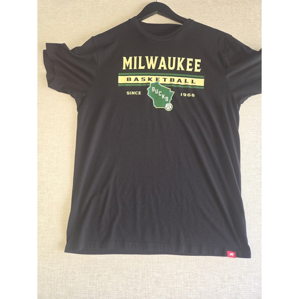 Milwaukee Bucks Basketball T Shirt Men's XL Black Sportiqe NBA Since 1968